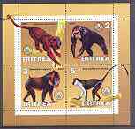 Eritrea 2001 Primates perf sheetlet containing 4 values each with Scout Logo unmounted mint