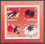 Eritrea 2001 Bees perf sheetlet containing 4 values each with Scout Logo unmounted mint