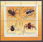 Eritrea 2001 Spiders perf sheetlet containing 4 values each with Scout Logo unmounted mint