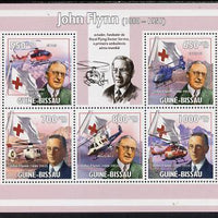 Guinea - Bissau 2009 John Flynn & Red Cross Helicopters perf sheetlet containing 5 values unmounted mint