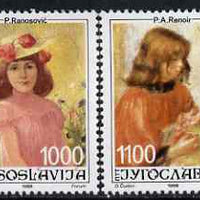 Yugoslavia 1988 20th Joy of Europe (Paintings of Girls) set of 2 unmounted mint, SG 2486-87