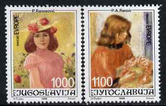 Yugoslavia 1988 20th Joy of Europe (Paintings of Girls) set of 2 unmounted mint, SG 2486-87