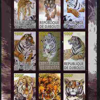 Djibouti 2010 Chinese New Year - Year of the Tiger imperf sheetlet containing 9 values unmounted mint