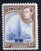 Bermuda 1938-52 KG6 Ships in Hamilton Harbour 1.5d light blue & purple-brown unmounted mint, SG 111b