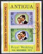 Barbuda 1973 Royal Wedding m/sheet opt'd Honeymoon Visit very fine used, SG MS 138