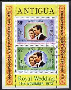 Barbuda 1973 Royal Wedding m/sheet opt'd Honeymoon Visit very fine used, SG MS 138