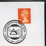 Postmark - Great Britain 2001 cover with 'Centenary of Nobel Prize' London cancel illustrated with Prism reflecting Light (Physics)