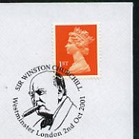 Postmark - Great Britain 2001 cover with 'Sir Winston Churchill' London cancel illustrated with Portrait of Churchill