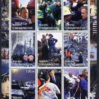 Turkmenistan 2001 Saluting Emergency Rescue Workers perf sheetlet containing set of 9 values complete unmounted mint