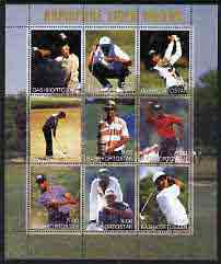 Bashkortostan 2001 Tiger Woods perf sheetlet containing set of 9 values complete unmounted mint