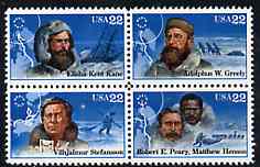 United States 1986 Polar Explorers set of 4 in se-tenant block unmounted mint, SG 2227a