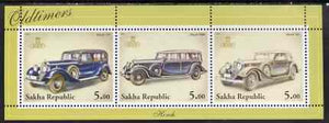 Sakha (Yakutia) Republic 2001 Oldtimers #1 (Horch Cars) perf sheetlet containing set of 3 values complete unmounted mint