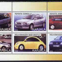 Karjala Republic 1998 Modern Cars perf sheetlet containing set of 6 values complete unmounted mint