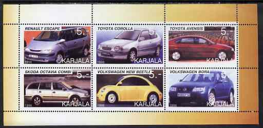 Karjala Republic 1998 Modern Cars perf sheetlet containing set of 6 values complete unmounted mint