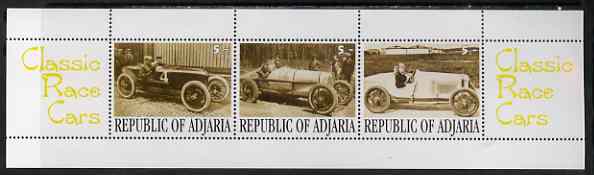 Adjaria 2001 Classic Race Cars perf sheetlet containing set of 3 values complete unmounted mint