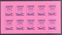 Exhibition souvenir sheet for 1960 London International Stamp Exhibition containing 10 perf labels in pink unmounted mint