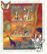 Zaire 1997 Wild Animals (Giraffe) perf sheetlet containing set of 4 values each with Scout Logo unmounted mint, Mi 1314-17