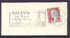 Postmark - France rectangular piece bearing French adhesive with Dieppe La Mer illustrated cancel showing Lighthouse