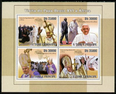 St Thomas & Prince Islands 2010 Visit to Africa by Pope Benedict perf sheetlet containing 4 values unmounted mint