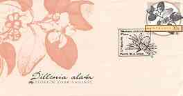 Australia 1986 Dillenia alata 33c postal stationery envelope (from Flora on Cook's Voyage series) with illustrated first day cancellation