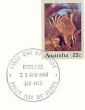 Australia 1980 Numbat 22c postal stationery envelope with first day cancellation