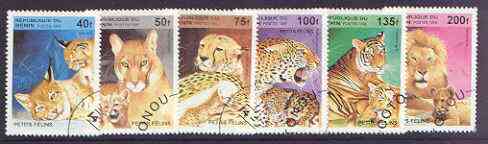 Benin 1995 Wild Cats complete perf set of 6 fine cto used*