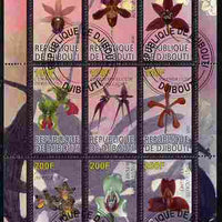 Djibouti 2010 Orchids perf sheetlet containing 9 values fine cto used