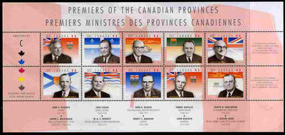 Canada 1998 Canadian Provincial Premiers perf sheetlet containing 10 values unmounted mint, SG 1769-78