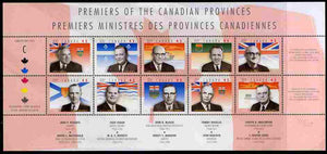 Canada 1998 Canadian Provincial Premiers perf sheetlet containing 10 values unmounted mint, SG 1769-78