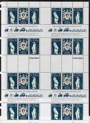 British Antarctic Territory 1978 Coronation 25th Anniversary (QEII, Bull & Penguin) in complete uncut sheet of 24 (8 strips of SG 86a) unmounted mint