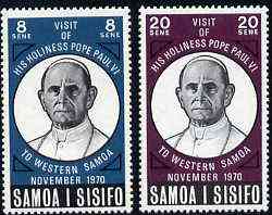 Samoa 1970 Visit of Pope Paul set of 2 unmounted mint, SG 358-59