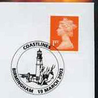 Postmark - Great Britain 2002 cover with Birmingham Coastlines cancel illustrated with Lighthouse