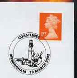 Postmark - Great Britain 2002 cover with Birmingham Coastlines cancel illustrated with Lighthouse