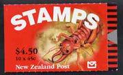 New Zealand 1993 WWF - Weta $4.50 booklet complete & pristine containing pane of 10 stamps, SG SB64