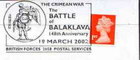 Postmark - Great Britain 2002 cover with British Forces commem cancel for 148th Anniversary of the Battle of Balaklava (Crimean War)