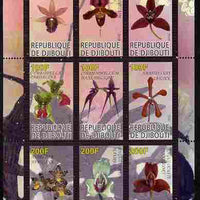 Djibouti 2010 Orchids perf sheetlet containing 9 values unmounted mint