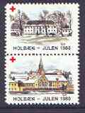 Cinderella - Denmark (Holbaek) 1983 Christmas Red Cross se-tenant set of 2 perf labels produced by Holbaek Red Cross unmounted mint