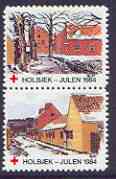 Cinderella - Denmark (Holbaek) 1984 Christmas Red Cross se-tenant set of 2 perf labels produced by Holbaek Red Cross