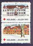 Cinderella - Denmark (Holbaek) 1985 Christmas Red Cross se-tenant set of 2 perf labels produced by Holbaek Red Cross