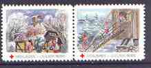 Cinderella - Denmark (Holbaek) 1990 Christmas Red Cross se-tenant set of 2 perf labels produced by Holbaek Red Cross