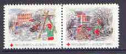 Cinderella - Denmark (Holbaek) 1991 Christmas Red Cross se-tenant set of 2 perf labels produced by Holbaek Red Cross