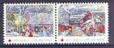 Cinderella - Denmark (Holbaek) 1992 Christmas Red Cross se-tenant set of 2 perf labels produced by Holbaek Red Cross