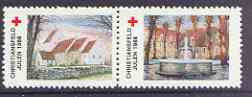 Cinderella - Denmark (Christiansfeld) 1988 Christmas Red Cross se-tenant set of 2 perf labels produced by Christiansfeld Red Cross