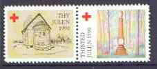 Cinderella - Denmark (Thisted Thy) 1990 Christmas Red Cross se-tenant set of 2 perf labels produced by Thisted Thy Red Cross