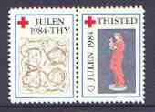 Cinderella - Denmark (Thisted Thy) 1984 Christmas Red Cross se-tenant set of 2 perf labels produced by Thisted Thy Red Cross