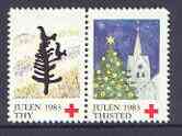 Cinderella - Denmark (Thisted Thy) 1983 Christmas Red Cross se-tenant set of 2 perf labels produced by Thisted Thy Red Cross