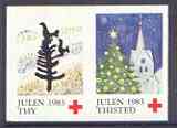 Cinderella - Denmark (Thisted Thy) 1983 Christmas Red Cross se-tenant set of 2 imperf labels produced by Thisted Thy Red Cross