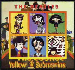 Benin 2007 The Beatles - Yellow Submarine imperf sheetlet containing 6 values unmounted mint. Note this item is privately produced and is offered purely on its thematic appeal