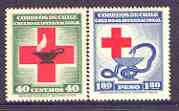 Chile 1944 80th Anniversary of Red Cross set of 2 unmounted mint, SG 350-51