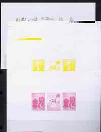 North Korea 1994 Chinese New Year - Year of the Dog sheetlet #2 containing 1wn and 2 x 20ch values, the set of 5 imperf progressive proofs comprising the 5 individual colours (magenta, yellow, blue, black & grey-green) as SG N3359 & 3363